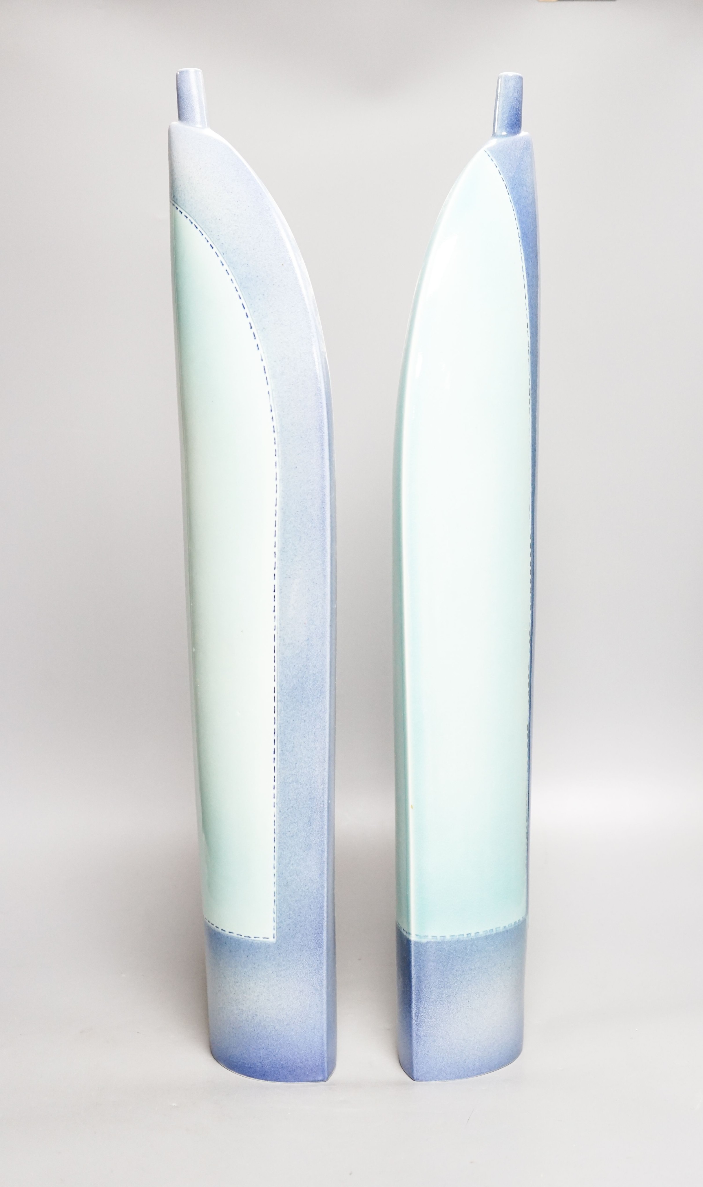 Kellie Millar, two tall sail-form vases, 60cm